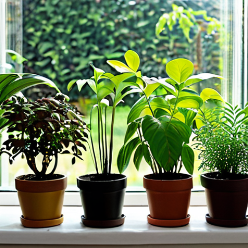 Home 19 A Thriving Indoor Garden**
A collection of various potted plants thriving indoors. Some are in peat-based soil, others in regular garden soil. Focus on healthy leaves and vibrant colors. Include labels identifying the different soil types. Background is a bright, sunlit window. Fully clothed, appropriate content, safe for work, perfect anatomy, natural proportions, professional, family-friendly, modest.
**
