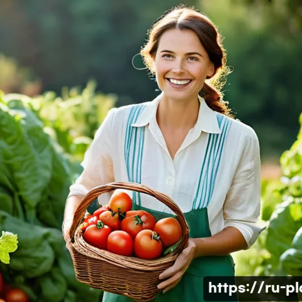 텃밭 가꾸기 초보자 팁 - **Prompt 1:** A smiling woman in her early 30s, dressed in comfortable, modest gardening clothes suc...