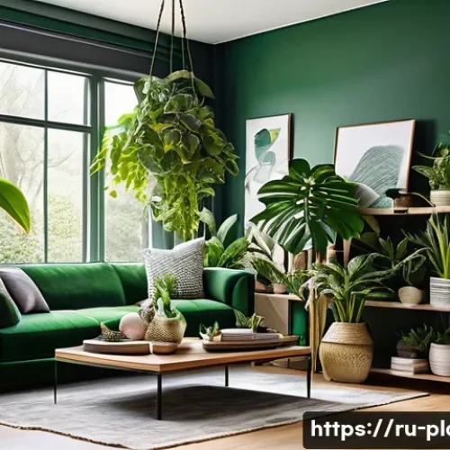 실내 화초 조합별 추천 - A cozy indoor corner featuring a variety of houseplants with contrasting leaf textures: soft, velvet...