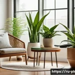 공기정화식물 효과 과장 여부 - A cozy modern living room interior featuring several medium-sized indoor plants such as snake plant ...